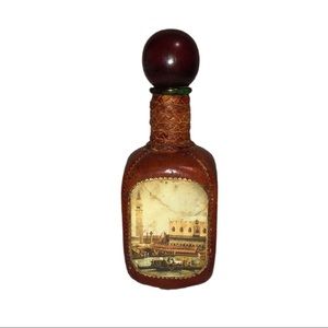 Leather Covered Decorative Glass Bottle.